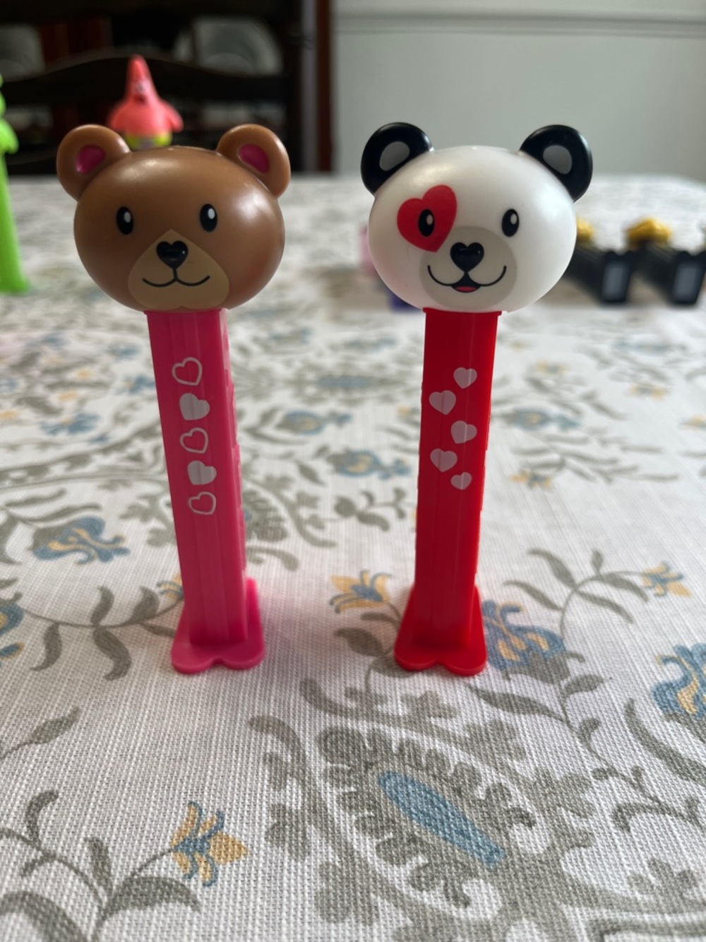 Valentines Bear Heads PEZ Candy Dispenser Duo - Pink and Red